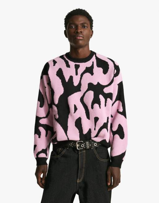 Bershka - Trui met chenilleprint in roze