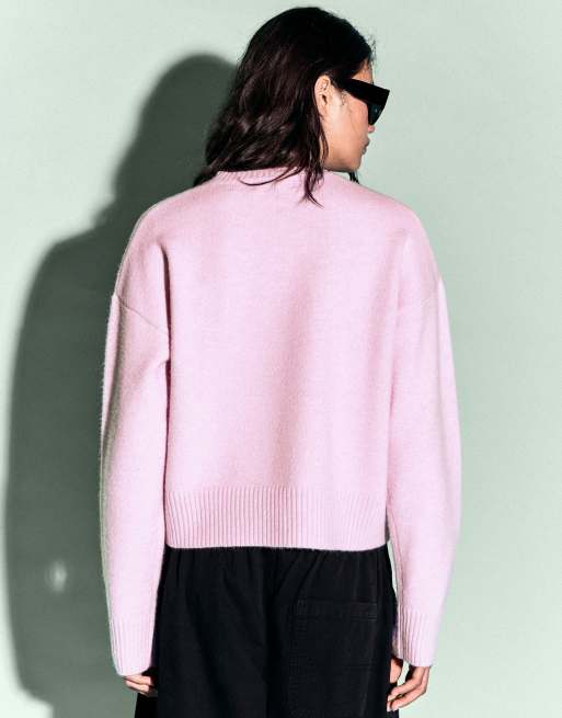 Bershka trui met ronde hals in roze, 3 van 5