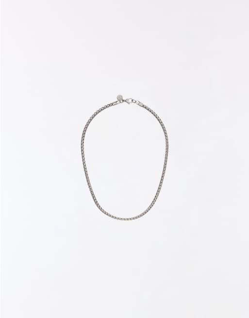 Bershka Tubular steel chain in silver, 4 of 5