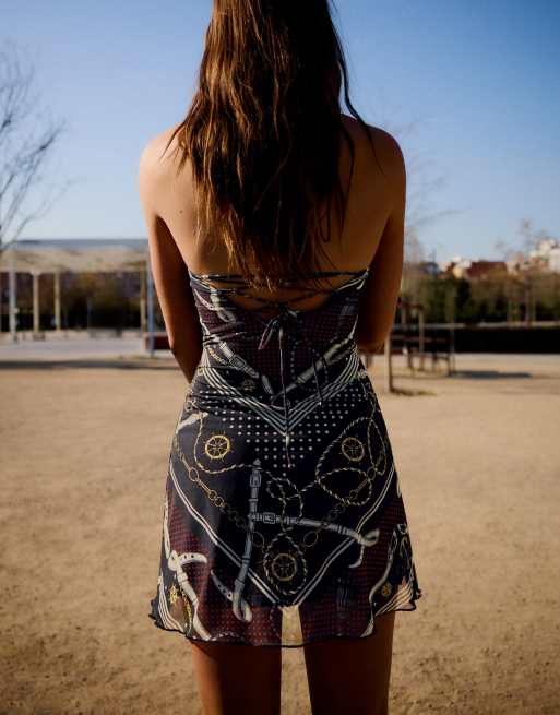 Bershka Tulle bandeau mini dress in black, 2 of 4
