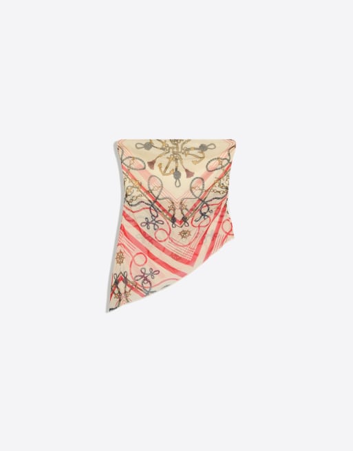 Bershka Tulle bandeau top in ecru, 4 of 4