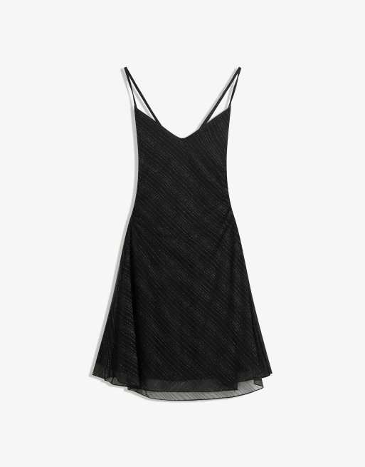 Bershka Tulle mini dress with rhinestones in black