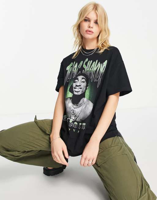 Bershka no item slogan oversized jogger in washed online black