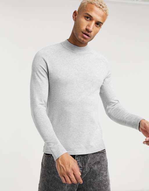 Bershka turtle neck jumper in grey