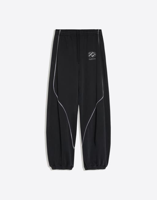Bershka tvättade joggers med passpoal i svart, 5 av 5