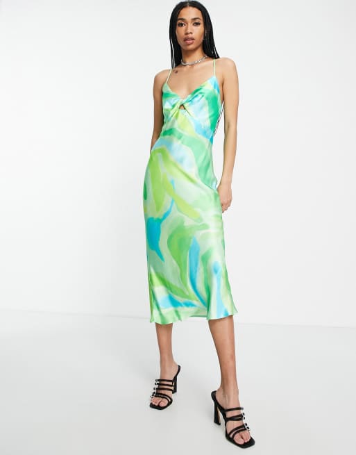 Twist front satin clearance dress