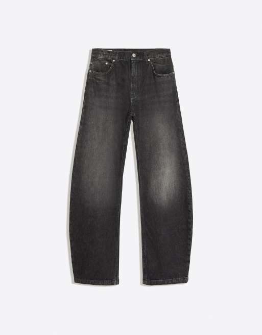 Bershka Twisted barrel jeans i sort, 5 af 5
