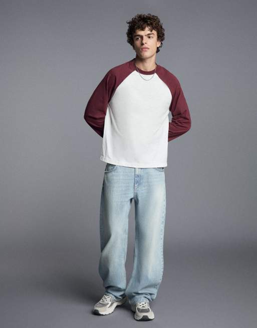 Bershka Twisted barrel jeans in light bue, 2 of 6