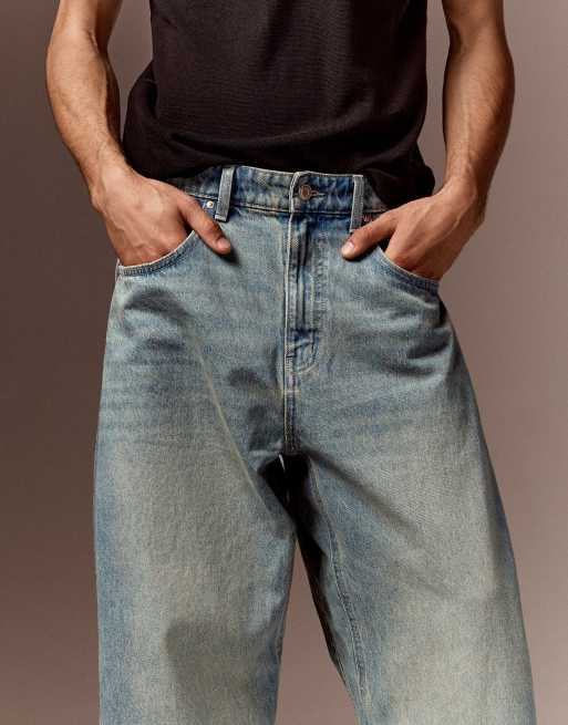 Bershka Twisted fit jeans i blå, 4 af 5