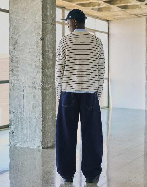 Bershka Twisted fit jeans i blå, 4 af 6