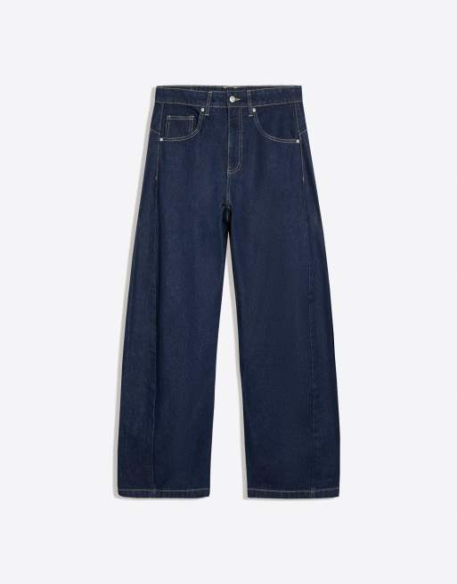 Bershka Twisted fit jeans i blå, 5 af 6