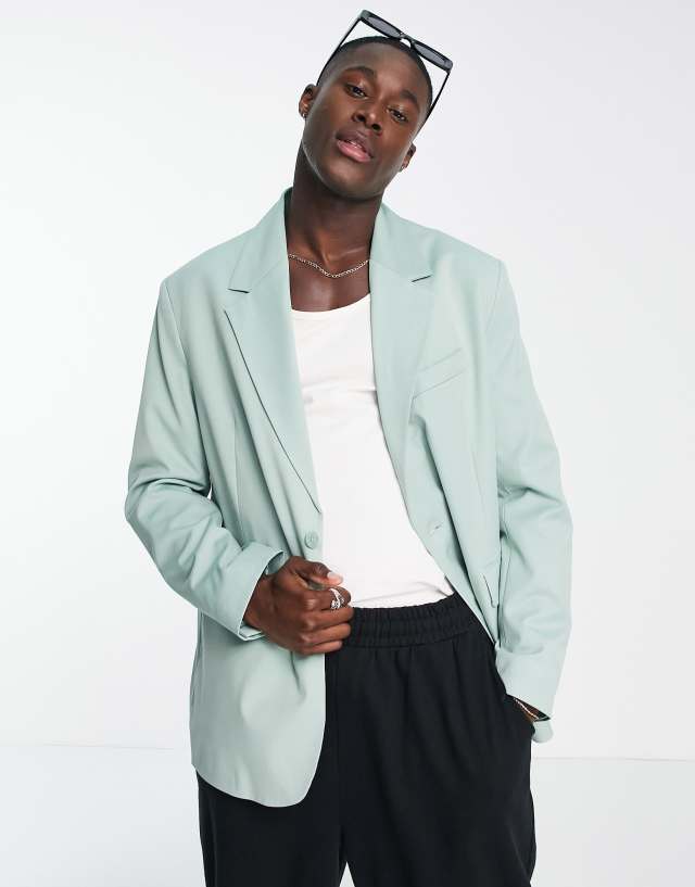 Bershka two button blazer in mint