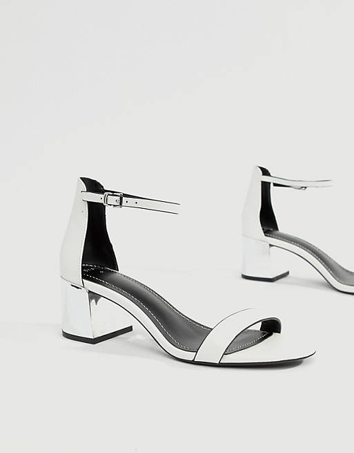 Bershka two part block heel sandals in white | ASOS