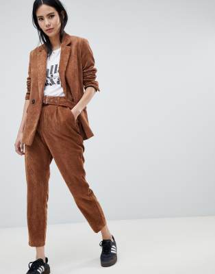 Bershka two-piece cord pants-Brown