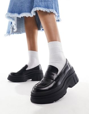 Bershka ultra chunky platform loafers in black - ASOS Price Checker