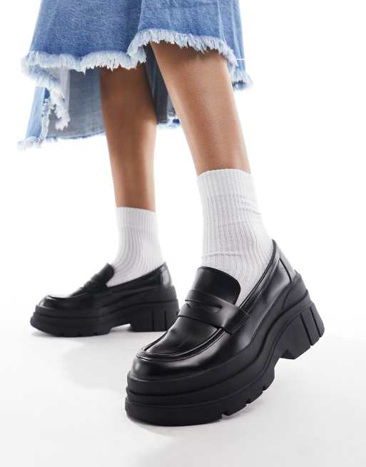 Black store loafers platform