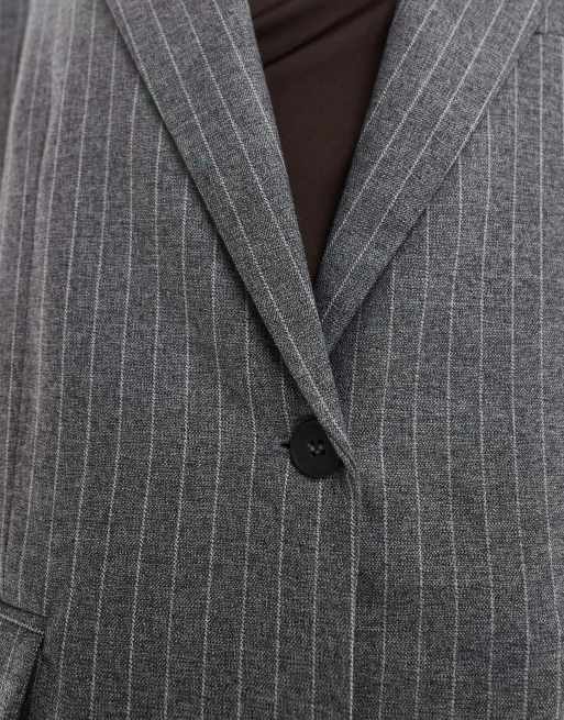 Blairページ Bershka ultra oversized blazer in gray stripe | ASOS