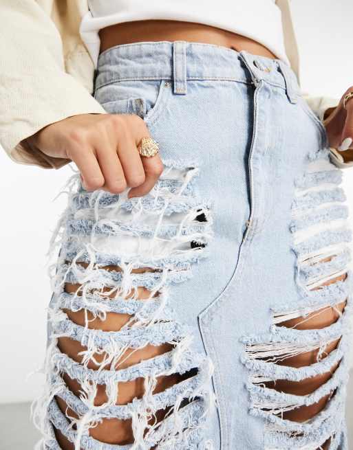 Denim midi hotsell skirt ripped