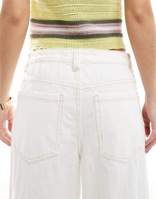 Bershka ultra wide leg jeans in white | ASOS