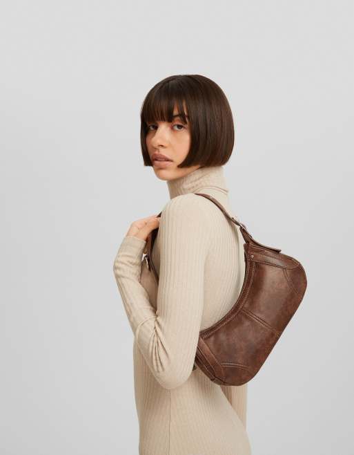 Bershka – Umhängetasche in verwaschenem Braun aus Kunstleder , 2 von 4