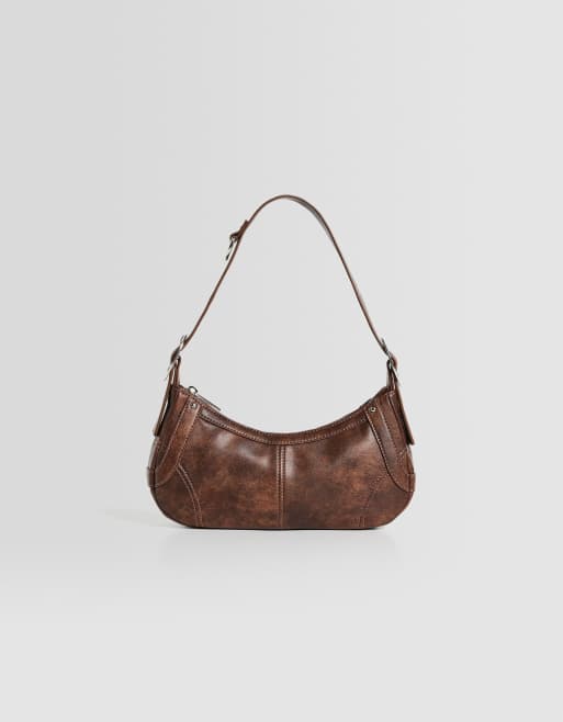 Bershka – Umhängetasche in verwaschenem Braun aus Kunstleder , 3 von 4