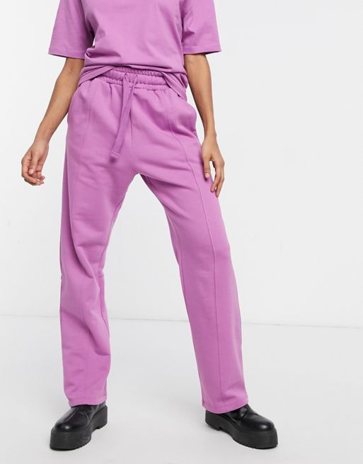 Bershka unisex cotton wide leg jogger co-ord in purple - PURPLE | ASOS
