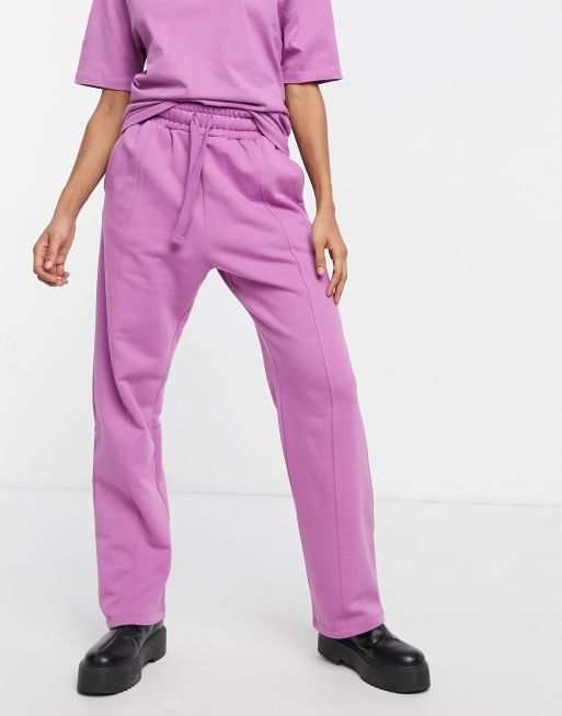 Bershka unisex cotton wide leg sweatpants in purple - part of a set - PURPLE