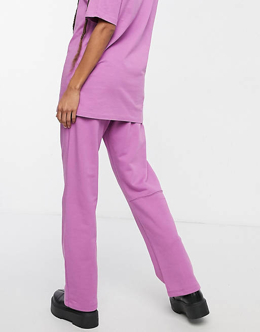  Bershka unisex organic cotton wide leg jogger co-ord in purple 