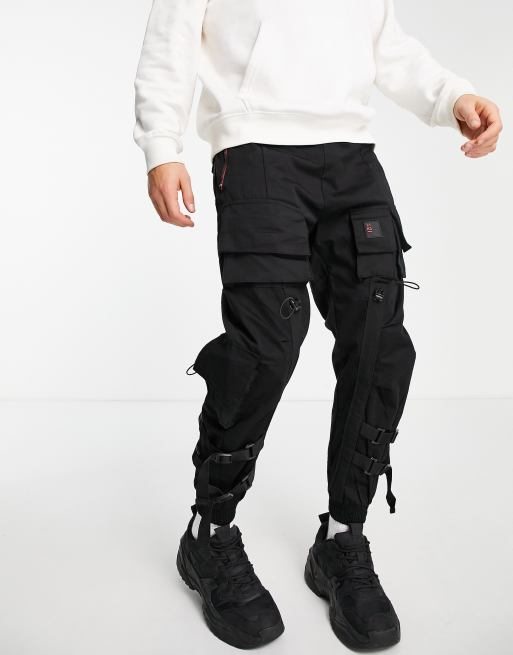 Bershka utility cargo pant in black ASOS