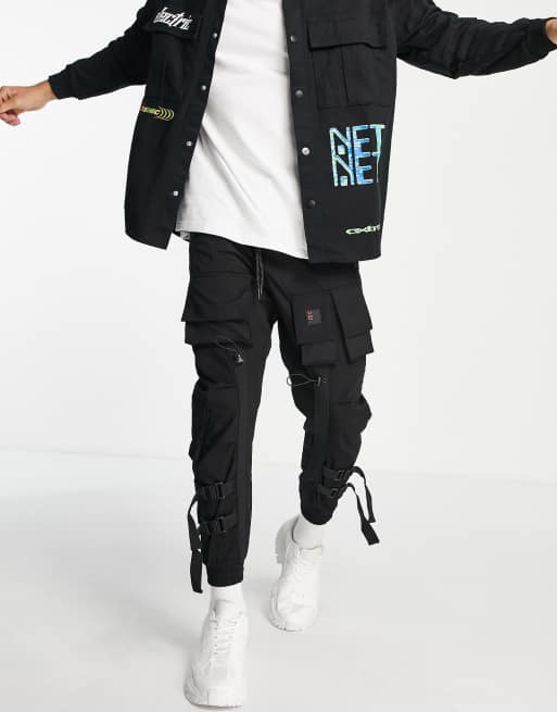 Bershka utility cargo pant in black ASOS