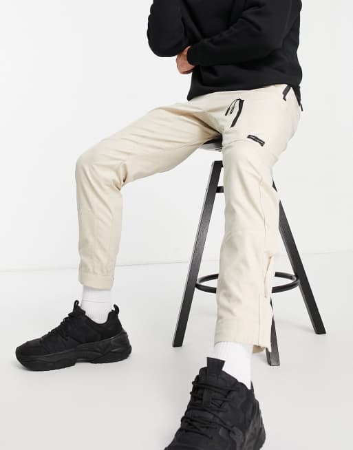 Bershka utility cargo pants in beige ASOS