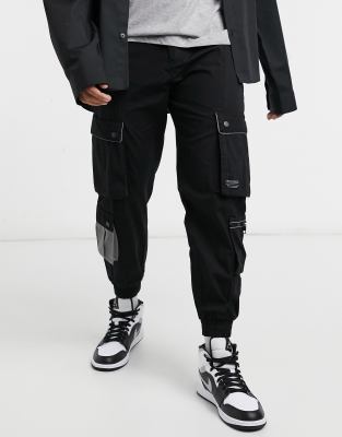 black utility cargo pants