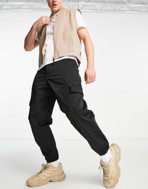 Bershka utility cargo pants in black ASOS