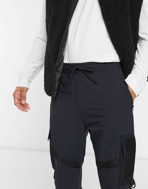 Bershka utility cargo pants in black