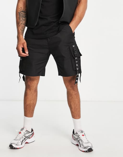 Bershka utility cargo shorts in black | ASOS