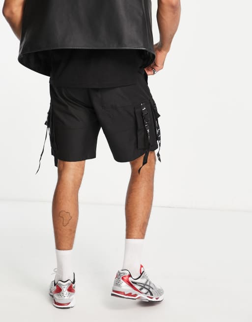 Bershka utility cargo shorts in black | ASOS