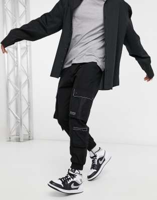 bershka reflective piping utility cargo pants asos trousers