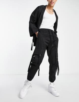 black cargo joggers men