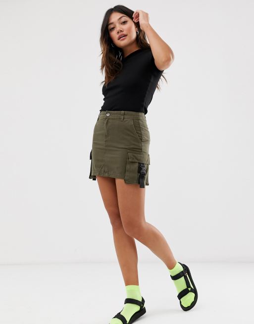 Bershka utility mini skirt in green | ASOS