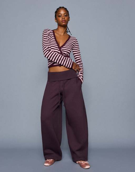 Bershka V-neck stripe buckle jumper in pink, 5 of 6