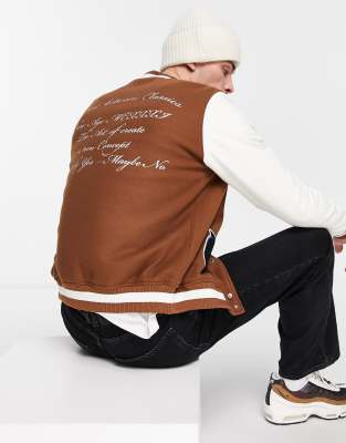 bershka brown varsity jacket