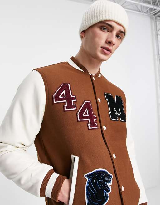 Bershka Varsity Jacket In Brown | ubicaciondepersonas.cdmx.gob.mx