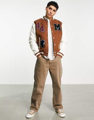 bershka brown varsity jacket