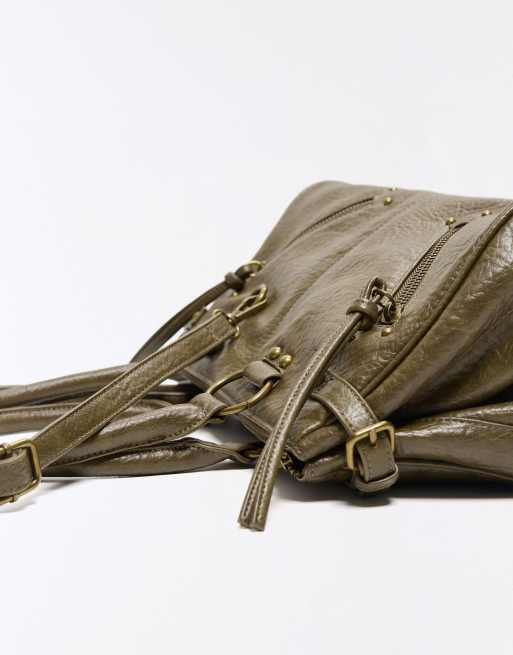 Bershka väska med dragkedja i khaki, 3 av 5