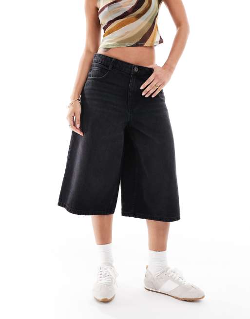 Bershka - Vasket sorte posede jorts i denim