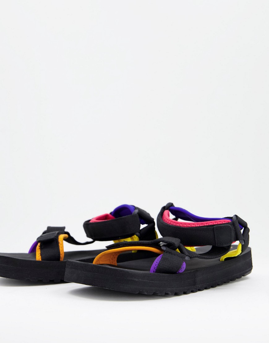 velcro sandals with color block in black
