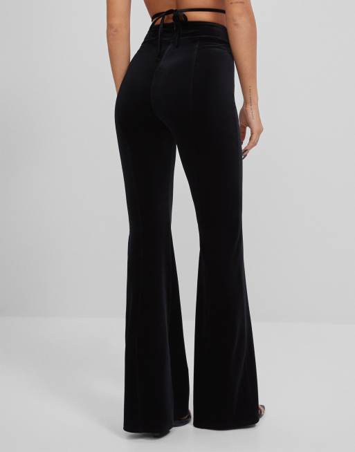 Pantalon flare bershka noir new arrivals