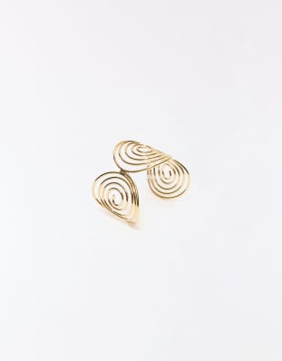 Bershka - Verstellbares Spiralarmband in Goldoptik-Goldfarben