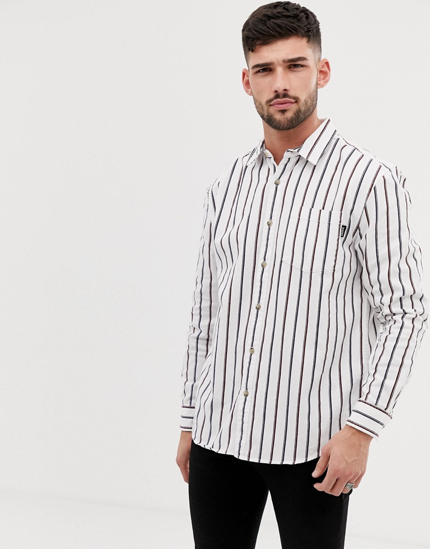 Bershka vertical striped shirt in white