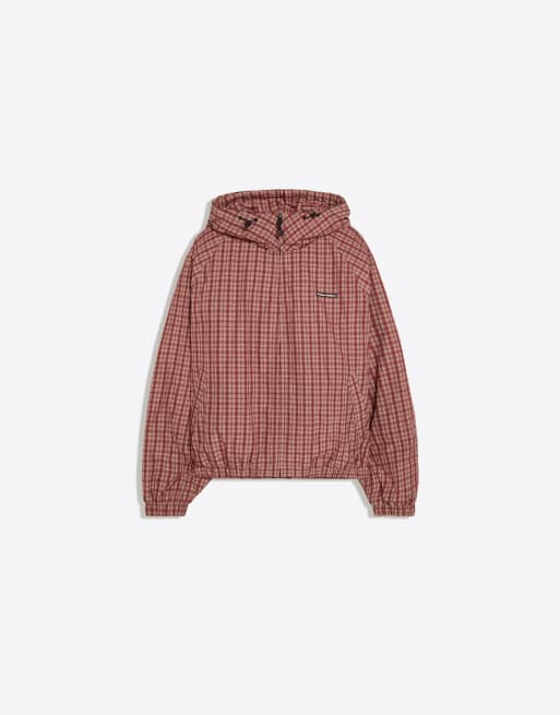 Bershka veste à capuche à carreaux marron, 5 de 6